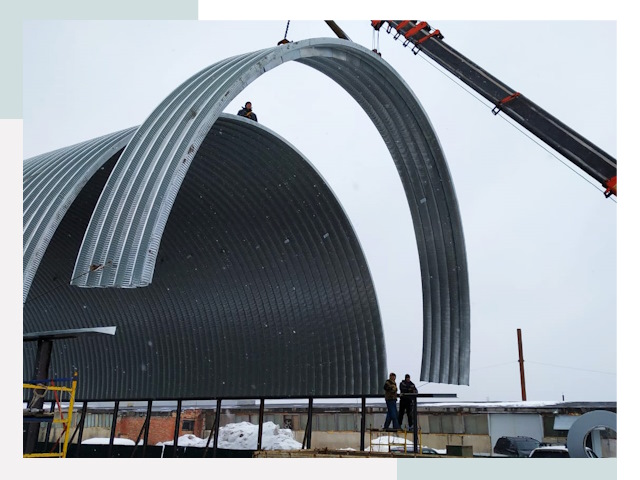 Полукруглые ангары в Архангельске